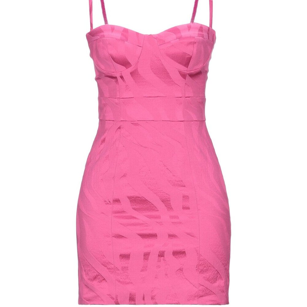 RRP€435 JUST CAVALLI Jacquard Sheath Dress US4 IT40 S Stretch Pink